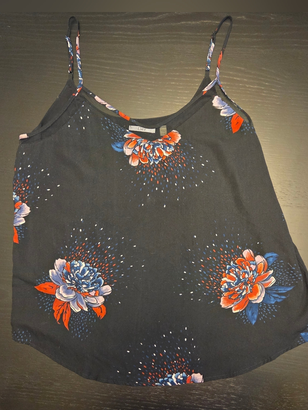Dex | Black Floral Camisole Tank Top | Size Large